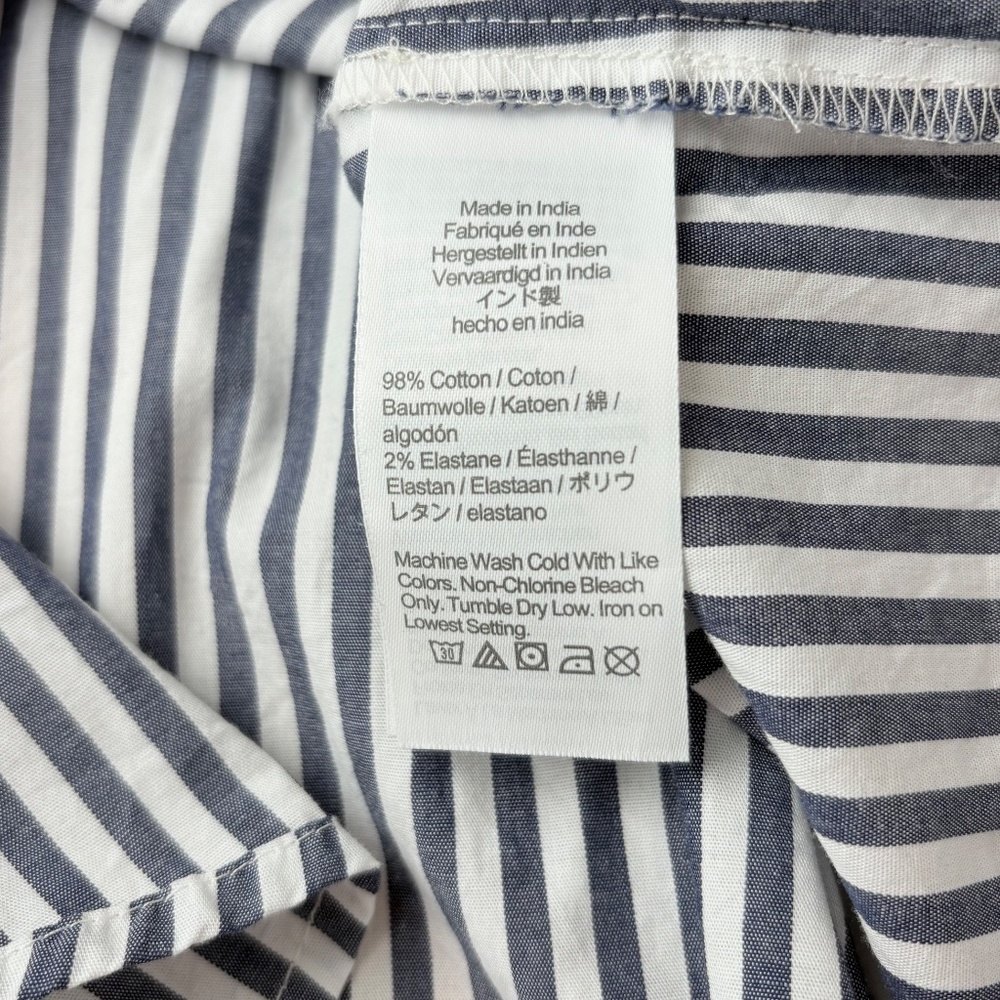 J.Crew Factory Blue & White Striped Bow Tie-Neck Button Down Blouse Sz 2X Preppy - Picture 10 of 11